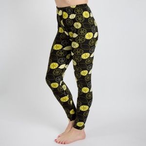 New Mix Lemon Printed Peach Skin Leggings